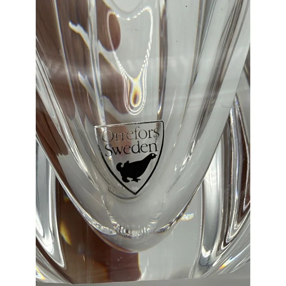 Orrefors Art Crystal Belle Tulip Vase Bowl Votive Candle Holder Johannson 4”